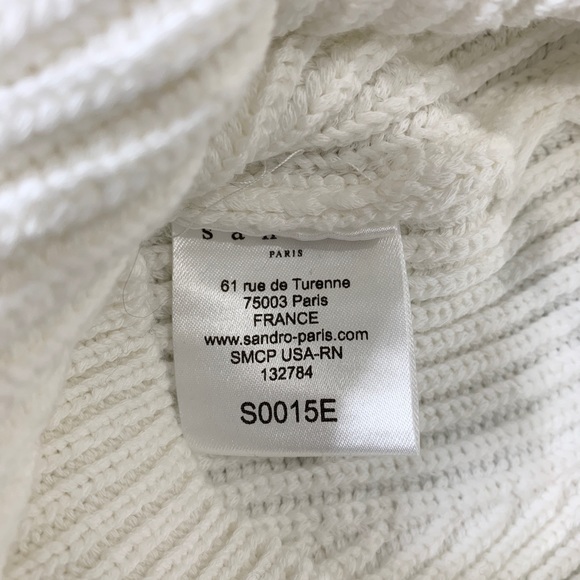 NEW Sandro Sharlene Knit Sweater (Sz 3 / L) Ribbed Crewneck Blanc Navy - Picture 15 of 16